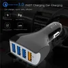 Chargeur de voiture Charge rapide QC 3.0 4 Ports USB adaptateur de téléphone portable pour Samsung Xiaomi Huawei iPhone Charge rapide noir blanc