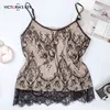 Suphis Sexy Khaki Mesh Pajama Sets Female V Neck Sleeveless Satin Top Cami Lace Shorts PJ Set Autumn Sleepwear Women Y200708