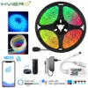 Fita de LED com luzes LED 2835 5050 RGB 5m Tiras de epóxi seguras WIFI Voice Bluthtooth Controlador de aplicativo de telefone inteligente Conjunto de lâmpadas decorativas 12V