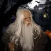 Christmas Santa Claus Latex Mask 3D Halloween Headgear Hot White Hair Long-haired Wizard Old Man Wig Mask 2020 New Grandpa Latex Mask K897