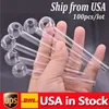 Local Warehouse Pyrex Glass Oil Burner Pipe 4inch Lenght Bubbler Smoking Water Pipes hand adapter for Dab Rig Bong 100pcs/lot