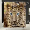 Animal Fur Leopard Shower Curtain Bath Mat Set Soft Bath Carpet for Bathroom Funny Cover Toilet Seat Waterproof Bathroom Curtain 2222b