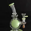 Vente chaude Bong en verre violet vert 7 pouces 14mm tuyaux d'eau communs percolateur à bille huile Dab plates-formes boule Perc Bongs percolateur à tête de spectacle inversé