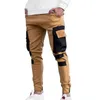 Herrbyxor Mens Casual Solid Multi-Pocket Byxor Streetwear Slim Drawstring Cargo Pencil Male 2021 Fashion Tunna Jogging Sweatpants