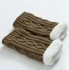 女性フェイクファートリムブーツカフス冬の温かいブーツトッパーソックスかぎ針編み短い脚ウォーマーブラックグレーコーヒーバーガンディマルーン