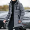 Lange Kugeljacke Männer Herbst Parka mit Kapuze Koreanische Mode Slim Fit Baumwolle Gepolsterte Warmmantel Trends 220105