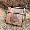 HONEYPUFF Handmade Wooden Rolling Tray With Groove Hand Roller Paper Grinder Smoking Pipe Plate Square Shape Wood Roll Tray Cigarette Tool