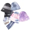 Vinter Tie Dye Stickade hattar Varm Beanie För Vuxna Trendig Varm Chunky Soft Stretch Cable Wool Cap Knit Beanie Stingy Brim Hat GGE2183