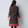 BOG TAMANHO MULHERM WILL CLOGON BOTNES Ethnic Print Buttons Long Coat Lady's National Style Stand Stand Collar Feminino Casaco vintage T200212