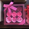9 Pcs Rose Flower Box Valentine Days Gift Wedding Mother Day Birthday Day Artificial Flowers 8color HH21-22