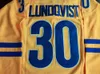 2014 TEAM SWEDEN koszulki hokejowe męskie 30 Henrik Lundqvist Vintage żółta szyta koszulka S-XXXL