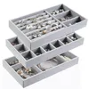 Fashion Portable Velvet Jewelry Ring Display Organizer Box Tray Holder Earring Storage Case Showcase 220309