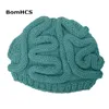 BOMHCS забавная прохладная зимняя индивидуальность ужасная шерсть шерсть мозга теплая ручная работа мужчин женские шансы шапки подарки Y201024