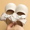 Chinese stijl boog-knoop baby pasgeboren peuter meisje wieg schoenen pram zachte zool Prewalker antislip baby schoenen 201130
