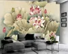 Romantik Çiçek 3D Duvar Kağıdı Asil Lotus 3D Duvar Kağıdı Duvarlar Için Özelleştirilmiş Duvar Kağıdı Ev Dekorasyon