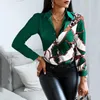 Lente Dames Mode Print Shirt Lange Mouw Womens Tops en Knoppen Casual Office Top Blouse Chemise Femme