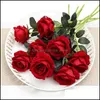 Fresh Rose Real Touch Konstgjorda Blommor Hem Dekorationer För Bröllopsfest Födelsedag Fake Cloth Flower Drop Leverans 2021 Dekorativ Bra