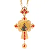 Collane con ciondolo Collana croce Zirconi Cristalli Chiesa Golden Sacerdote Crocifisso Ortodosso Battesimo Regalo Icone religiose Ciondolo11657613