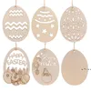 Wood Products Easter Decoration Egg Pendant Family Party Props Home Decoration Children's Hand Painted Wood Chip CCB13420