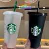 Réutilisable Starbucks Cold Cups Plastique Noir Transparent Starbucks Tumbler avec Couvercle Paille Noir Tasse oz gyhu