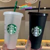 再利用可能なスターバックス コールド カップ プラスチック ブラック透明スターバックス タンブラー 蓋付き ストロー ブラック カップ オンス ギュー