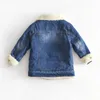 소녀를위한 재킷 소년 가을 겨울 플러스 캐시미어 두꺼운 청바지 코트 어린이 옷 따뜻한 패션 아기 데님 재킷 2-6Y