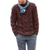 Męskie swetry zimowe ubranie męskie brązowy sweter pulower swobodny miękki, miękki, gęsta cieplejsza płaszcz ręcznie dziwny chłód
