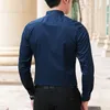 BROWON Brand Men Shirts Business Long Sleeve Stand Collar Cotton Male Shirt Slim Fit Designs Men's Fahion 220217