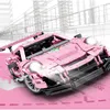 Technic Idea Famous Racing Car Pink GT3 Building Blocks Bricks Static Car Simulation Model Toys Kids Halloween Gift LJ200928