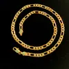 Halsband Kedja Äkta 18 k Gul GF Guld Solid Wome's Figaro Bling Link 50cm 6mm Stämpel 585 Stämplad