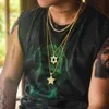 Pełna cyrkonia sześcioramienna gwiazda wisiorek naszyjnik pozłacana Bling męska biżuteria Hip Hop Rap
