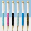 DIY Självfylld Tomt Tube BallPoint Pennor Metal Pen Print Marmor Stripe Signatur Reklam Brevpapper Kontorsmaterial Skriver Gåvor