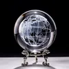 60mm 3D Carving Crystal Ball Paperweight With Stand Healing Meditation Glass Sphere Fengshui Heminredning Ornaments Lotus Flower 201125