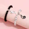 Hommes femmes Couples Yin Yang Gossip charme pierre naturelle Bracelet perlé en gros 2 pièces/ensemble