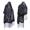 Sjaals Collectie Burnout Fluwelen Winter Sjaal Hijab Glitter Bloemen Sjaals Voor Bruiloft Zwart Hoofd Poncho's Women220m