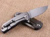 1Pcs High End Flipper Zakmes D2 Satijn Drop Point Blade Blauw TC4 Titanium Legering Handvat Kogellager EDC zakmap Messen