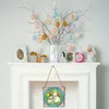 Trä hängande smycken påsk dekorationer för hem söt kanin diy hantverk taggar lyckliga påsk pendlar vägg dekor