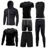 Men's Tight Sports Suit Gym Fitness Compression Tracksuit Running Sport Set Jogging Sportwear Workout Sports Clothing Rash Guard Y1221