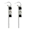 Dangle ljuskrona mode geometriska vita svarta kristall tofs långa örhängen för kvinnor personlighet nya trendiga öron smycken