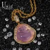 Uwin Buddha Pendant With Baguette Cubic Zircon Hiphop Necklace Tennis Chain Hip Hop Punk Jewelry1186I