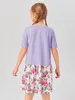 Robe smockée fleurie à volants pour fille SHE