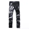 Gersri Night Club Jeans con estampado 3D para hombre Patrón de lobo negro Impreso Punk Slim Straight Cotton Casual Print Denim Pants Plus Size222e