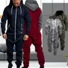 Män Overaller Märke Långärmad Sweatshirt One-Piece Garment Pajama Casual Tracksuit Jumpsuit Splicing Långärmad Manlig Kläder LJ201125