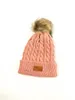 Children Kids Twist Kintting Beanie Hats Winter Warm Crochet Earmuffs Designers Infants Toddler Skull Caps with fur Pom Headwear E101002