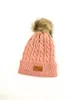 Kinder Kinder Twist Kintting Beanie Hüte Winter Warm Häkeln Ohrenschützer Designer Säuglinge Kleinkind Schädel Kappen mit Pelz Pom Kopfbedeckung E101002