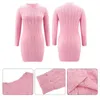 Kobiety jesienne długie rękawie dzianina bodycon mini swetra sukienka Sweter Solid Kolor seksowna imperium wysoka talia Podstawowa jumper Stre1259731