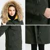 Eurazja Nowy Pełna Solidna Damska Kurtka Zimowa Stojak Kołnierz Hood Design Oversize Real Fur Grube Płaszcz Parka Y170027 201208