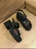 women platform sandals famous designer womens beach shoes chunky heel print leather gladiator style outdoor all black and black brown Size Euro35 to 40