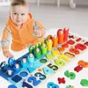 Bébé Montessori Math Jouets Enfants Jouets Éducatifs En Bois 5 en 1 Pêche Compter Numéros Correspondant Forme Numérique Journal Conseil Puzzle Jouet LJ200907