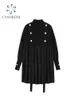 Casual Dresses Maternity Clothes For Pregnant Women Trendy Knitted Patchwork Pleated Dress O-Neck Puff Sleeve Oversized Loose Pregnancy